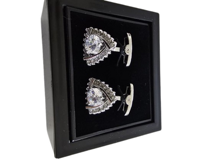 Clear Crystal Silver Cufflinks