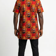 a vibrant patterned shirt