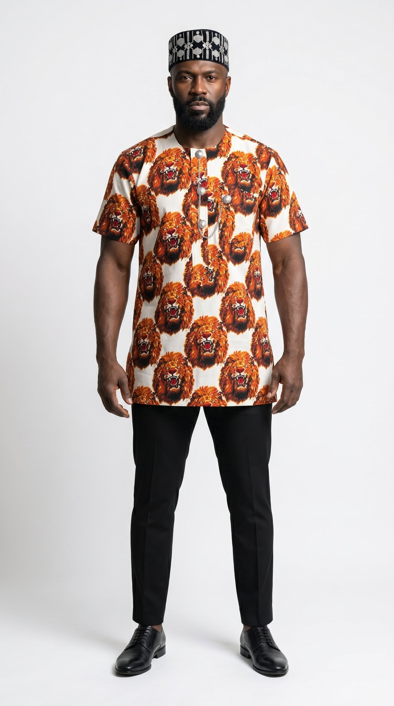 a patterned shirt with animal design