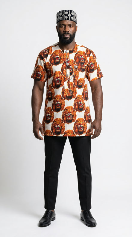 a patterned shirt with animal design