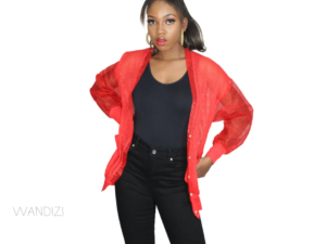 red Net bomber style jacket by Wandizi