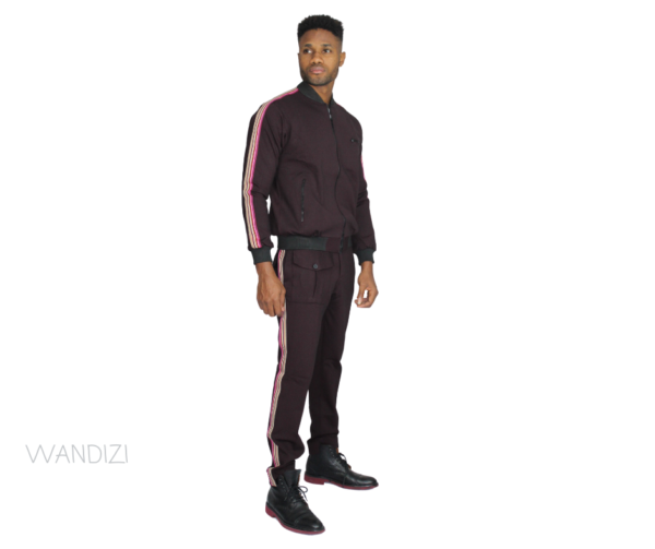 burgundy Tracksuit with side tapings by Wandizi