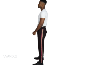 burgundy Pants with side taping by Wandizi